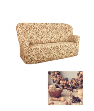 Чехол из коллекционной ткани Bielastico на 3х-местный диван |  Arricciato Flora V543